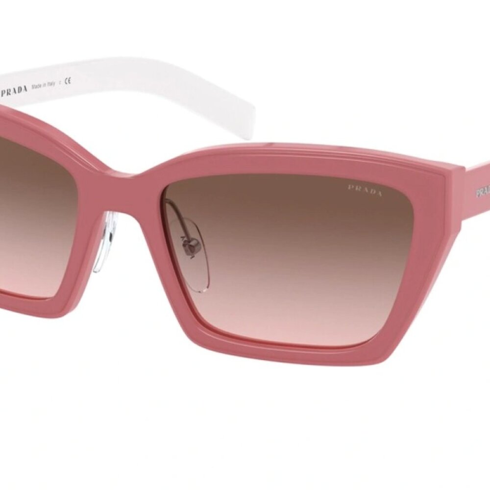 PRADA DUPLE Rectangular Sunglasses PR 14XS - 04C0A6 Pink & White | Cat Eye